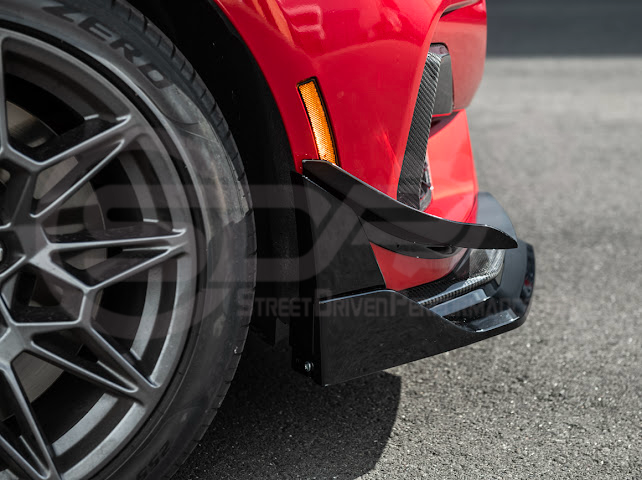 2024-Up Ford Mustang S650 | GTV Style GLOSSY BLACK Add-On Front Lip Splitter Ground Effects